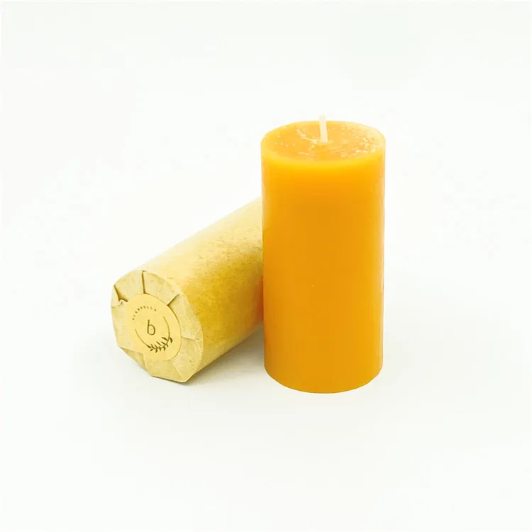 High Quality Scented Yellow Rustic Natural Beeswax Pillar Candles