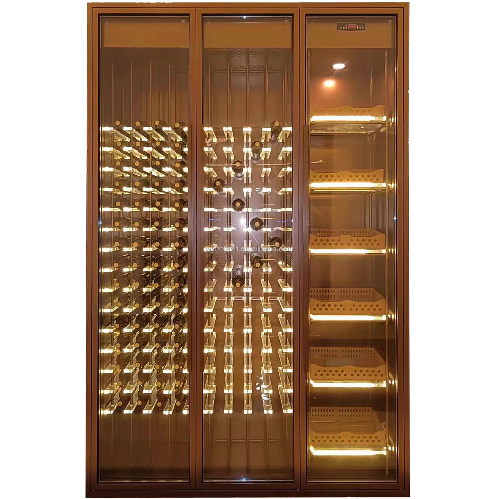 Retro Design Compressor Wine Refrigerator and Beverage Bar Household Cellar Glass Dual-zone Fan Cooling Electric Freestanding