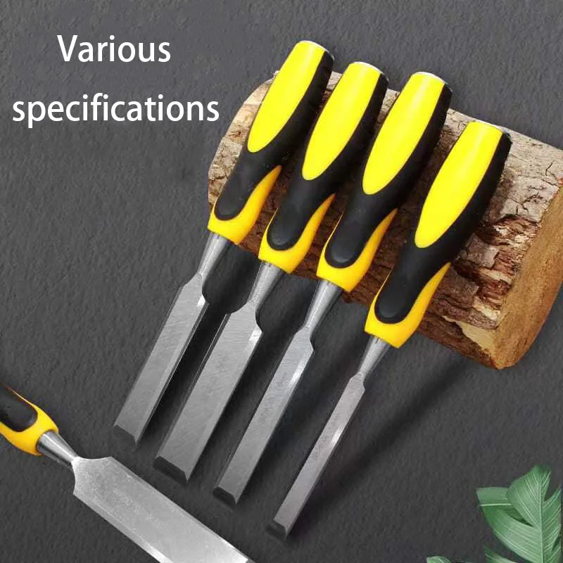 Professional Industrial Grade High-Carbon Steel Hand Chisel Tool 3 Sets with Two-Color Handle for Woodworking Engraving