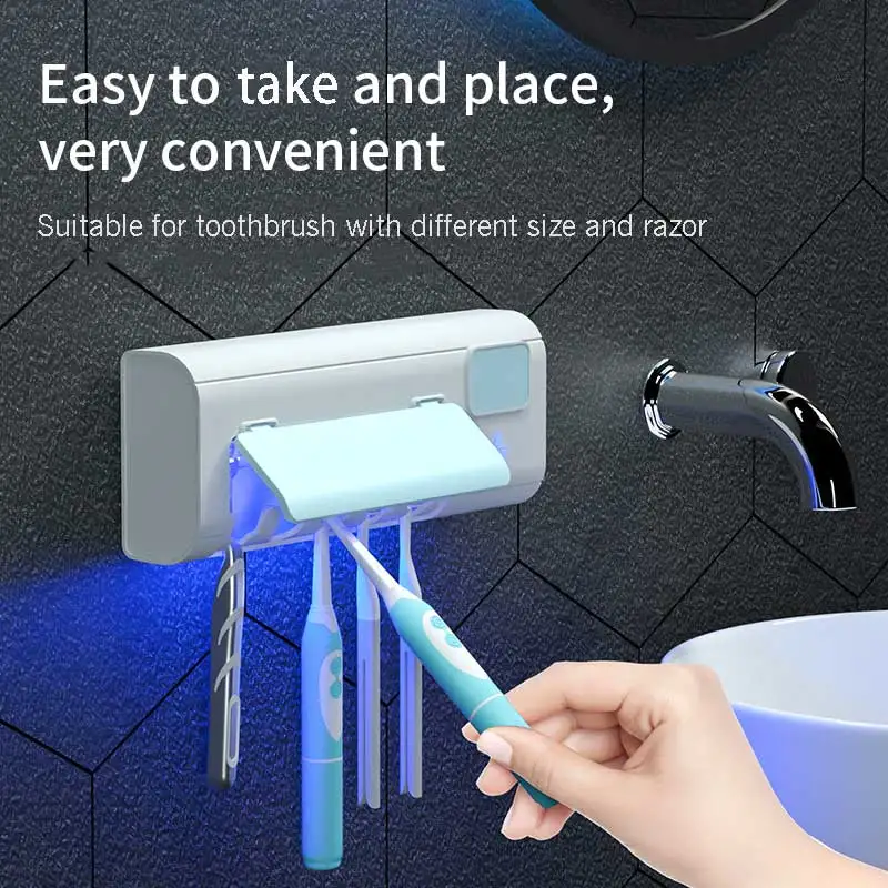 2022 New Released Wall Mounted UV Light Sterilizer Toothbrush Holder Electric Rechargeable UV Toothbrush Sterilizer