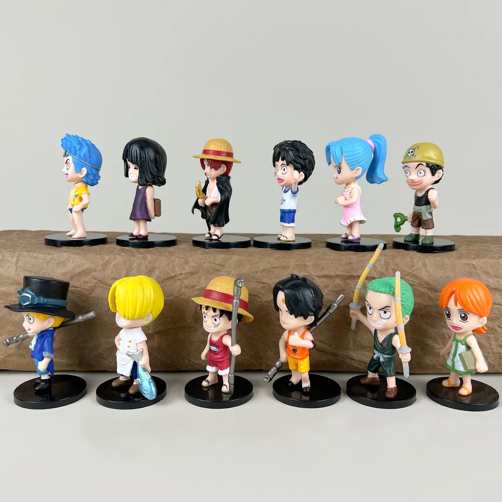 12 pcs/set Anime Childhood Luffy Zoro Q Version Model Toy Pvc Action Figure
