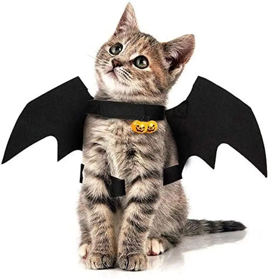 Halloween Cat Clothes Bat Wings Funny Dog Cosplay Costume with Pumpkin Bells 2023 New Dog Clothes Pet Supplies