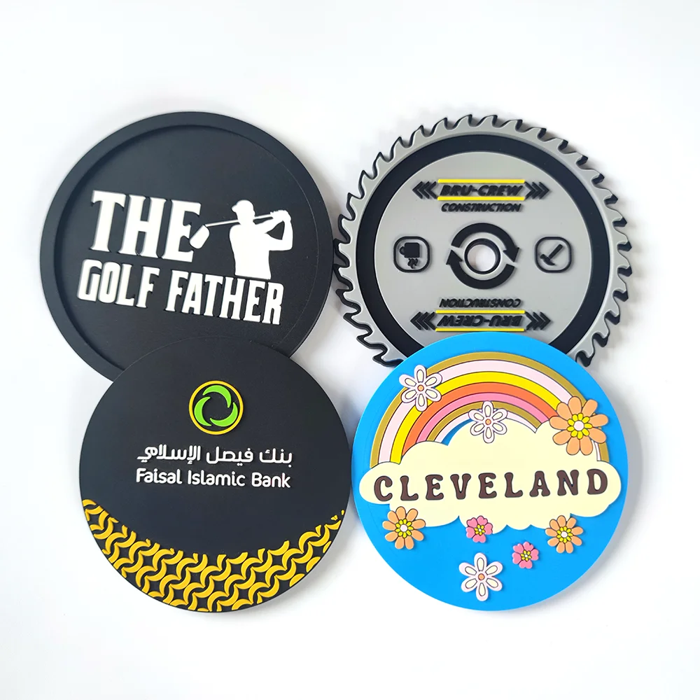 Promotional Custom Coaster Design Pvc Coffee Tea Silicone Coasters Round Black Pvc Rubber Drink Coasters Cup Mat