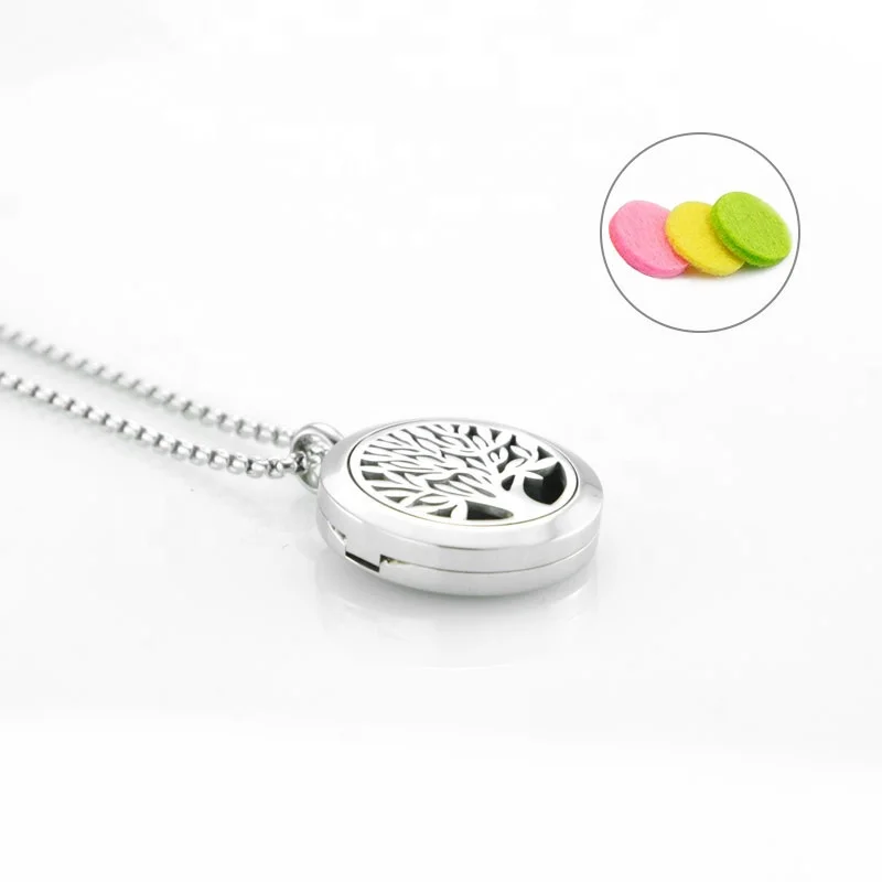 Custom Tree of Life  Interchangeable Essential Oil Diffuser Perfume Necklace  316L Stainless Steel  Locket Necklace for Women