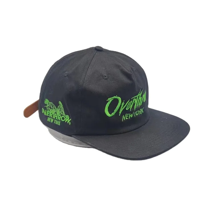 custom vintage logo embroidery snapback cap leather strap men hats