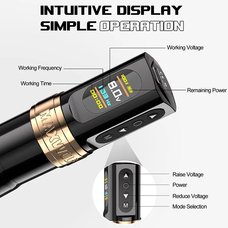 Professional Maxwolf Portable Electric Maquina De Tatuajes Eyebrow Coreless Tattoo Gun Pen Set Rotary Wireless Tattoo Machine