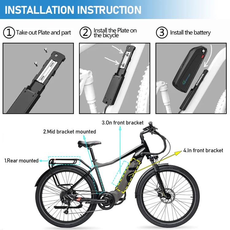 Customize 36v 48v down tube lithium battery 18650 ebike battery electric bicycle battery for sales