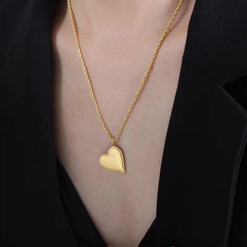 Double heart pendant necklace Heart vintage earrings Pendant earrings Stud earrings Fashion jewelry