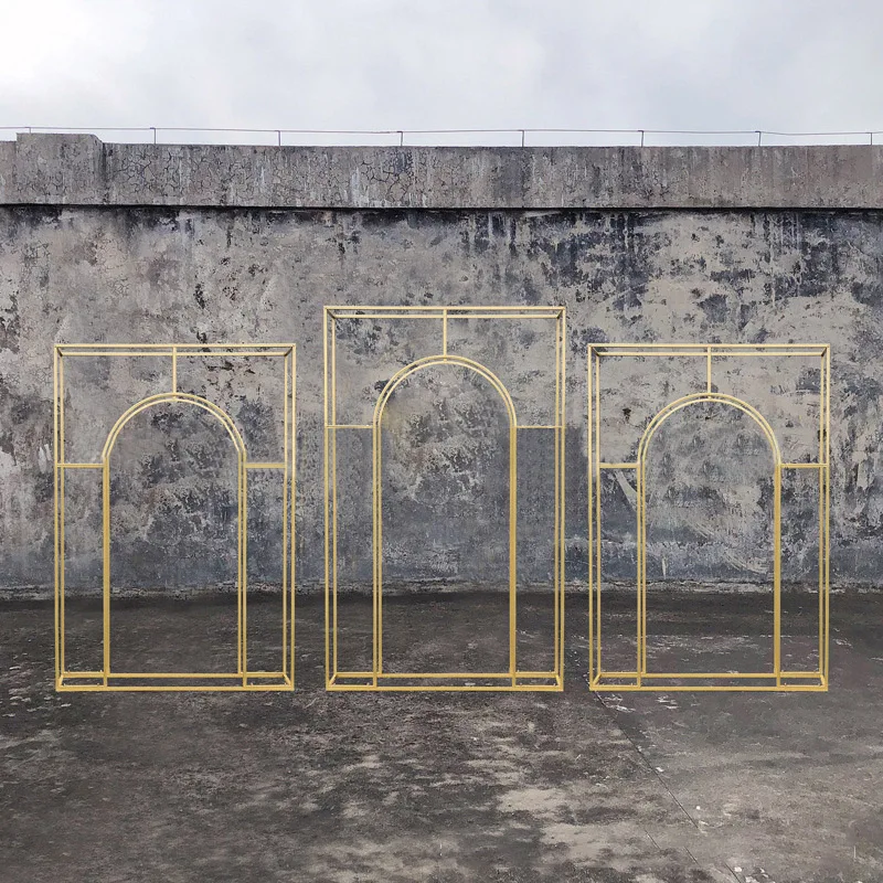 Decorative Frame Stainless Steel Back Drop Golden Stainless Steel Arch Wedding Background