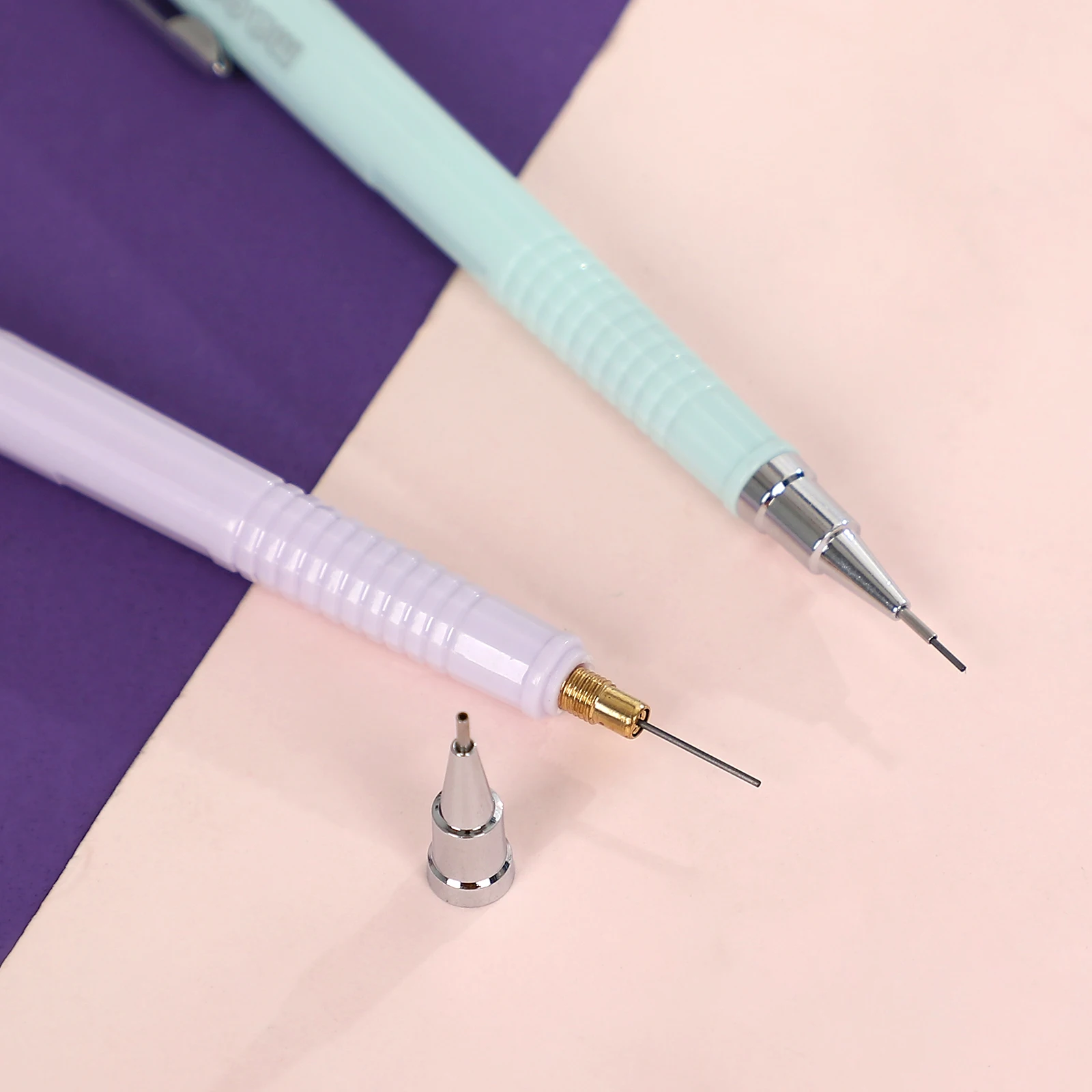 1 Pc Simple Retractable Push Mechanical Pencil 0.5mm 12Pcs HB Refill Exam Writing Automatic Pencils Stationery School Supplies