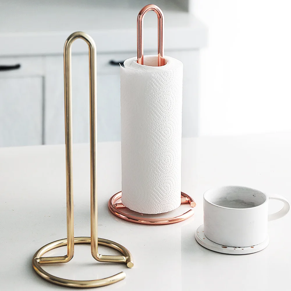 2019 Homedec kitchen tissue paper roll holder standing hand table towel holder Rose Gold