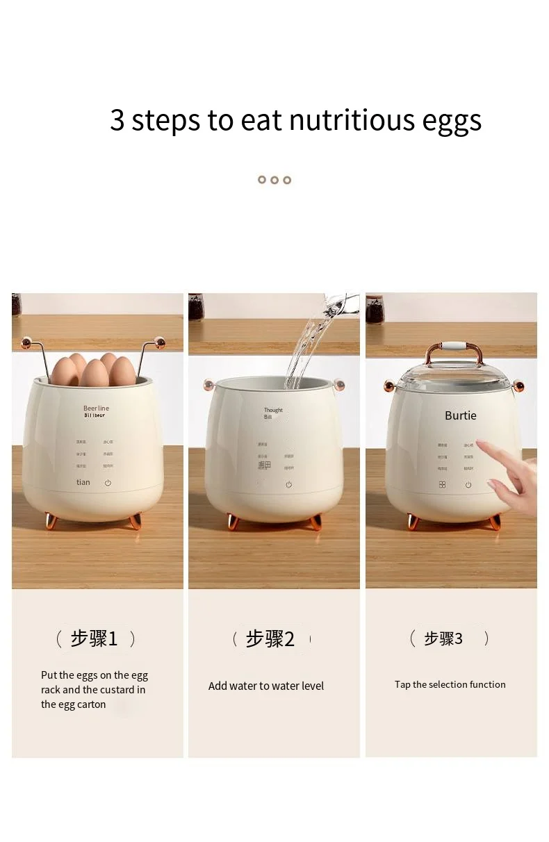 Automatic Mini Egg Cooker Steamer Stainless Steel Plastic Housing Developed for Household Use in Japan Kitchen Cooking Tool