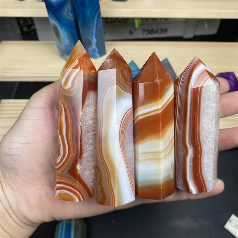 Wholesale Price Natural Crystal Healing Stone Heart Palm stone Red Blue Sardonyx Crystal Point Tower
