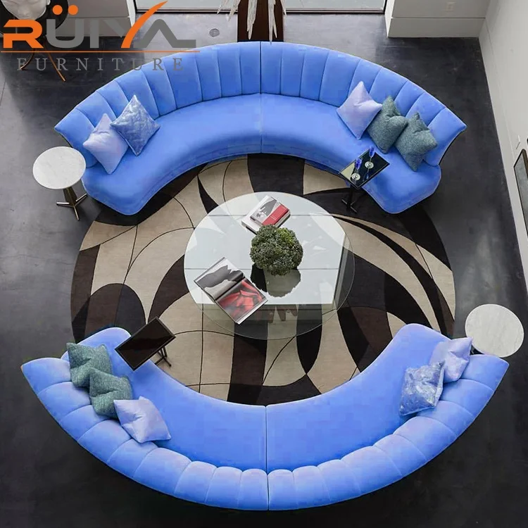 Ruiya furniture new model half moon leather sofa set