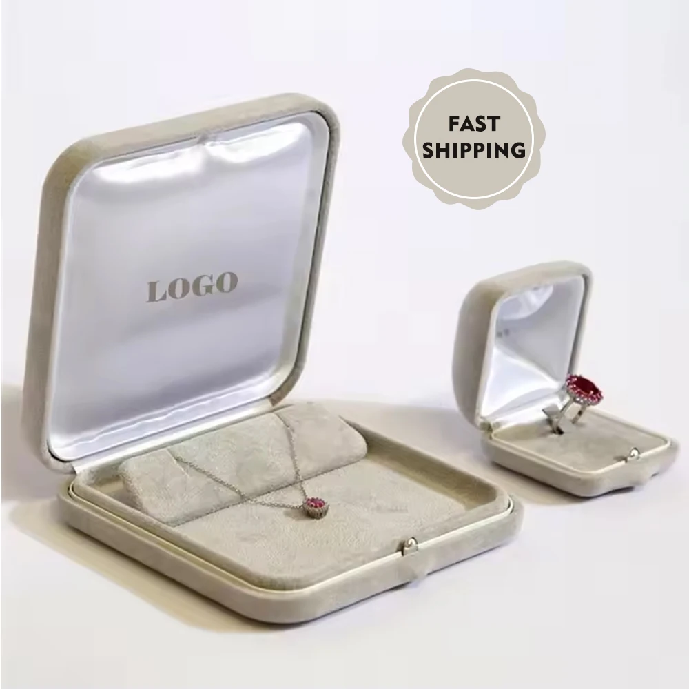 Annaigee Wholesale Luxury Custom Logo Velvet Display Jewellery Ring Necklace Bracelet Packaging Leather Jewelry Box