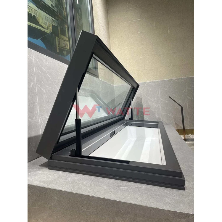 High Quality Metal Aluminum Frame Water Proof Rooflight Motorized Open Flat Roof Glass Window Aluminium skylight