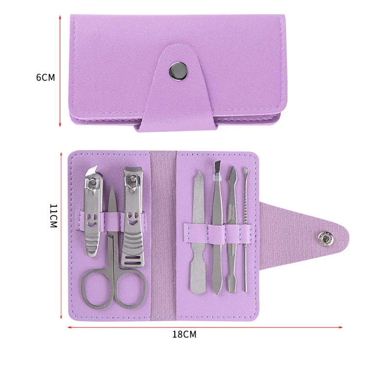 WELLFLYER MS-949 S4 Wholesale 7pcs Manicure Set Stainless Steel Nail Clippers Customizable LOGO Nail Cutters Manicure Tool Kits