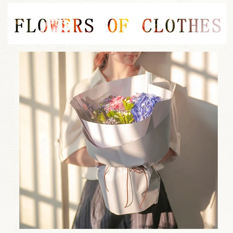 
2020 new design fog two side different color matt gift wrapping tissue paper magic edge waterproof flower wrapping paper 