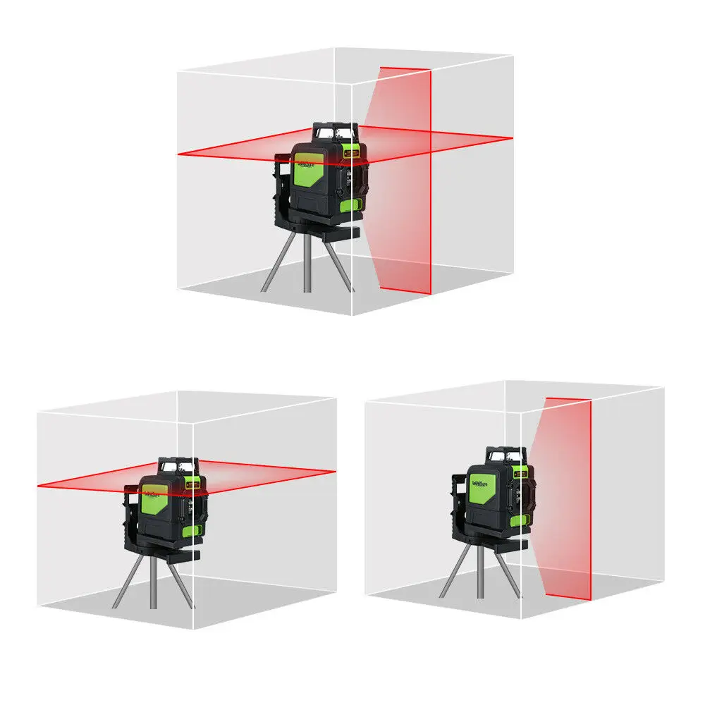 Huepar 901CR Self-leveling& automatic 360 Degree,Multi Outdoor 5 Lines Red Beam nivel Cross Laser Level