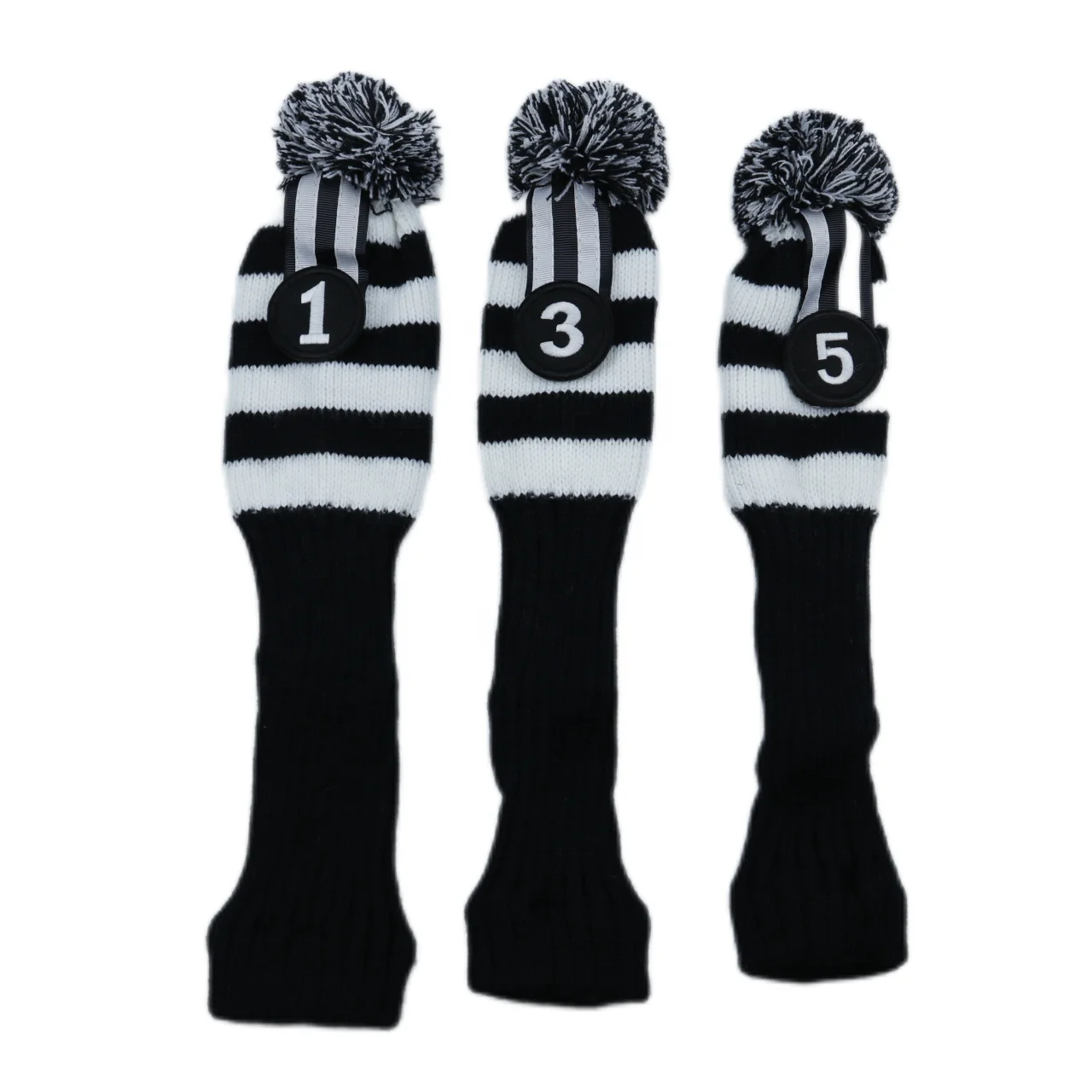 Golf Plush Knitted Black and White Golf Headcover