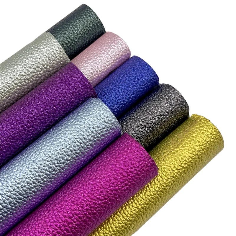 Metal Litchi Leather Fabric For Bags Shoes