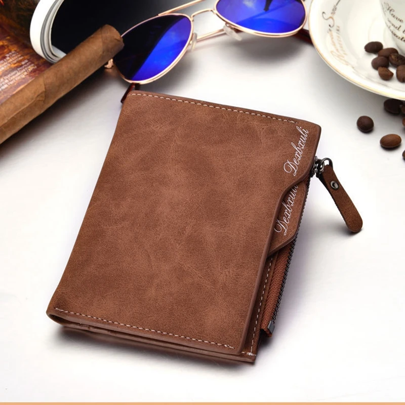 
Men Retro Frosted PU Wallet Two Folding Male Purse Credit Card Holder Solid Color Short Wallet purse and wallet 1166 