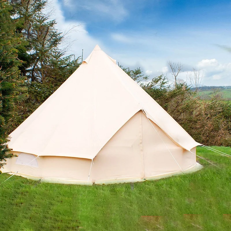 High Quality Outdoor Camping Luxury Cotton Canvas Pyramid Tipi Teepee Tent 6m Glamping Bell Canopy Tent