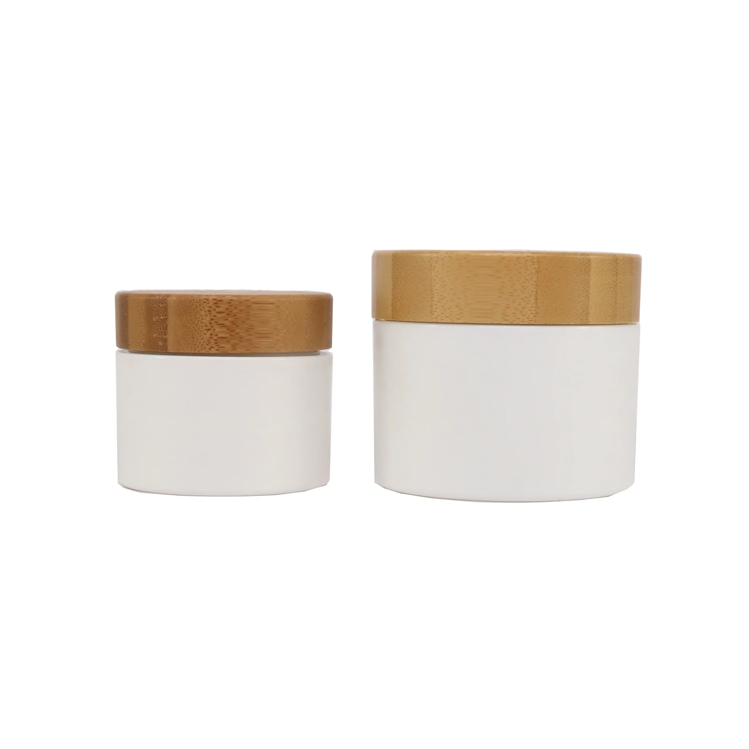 Beauty Body Butter Cosmetic container white plastic PP cosmetic cream jar with bamboo lid