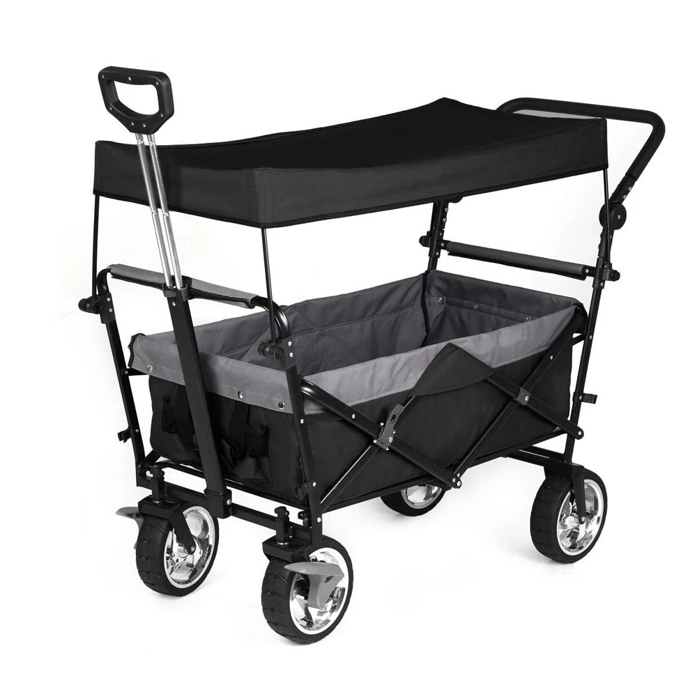 Double Deck Oxford Cloth Waterproof Camping Outdoor Folding Wagon Cart With Ceiling