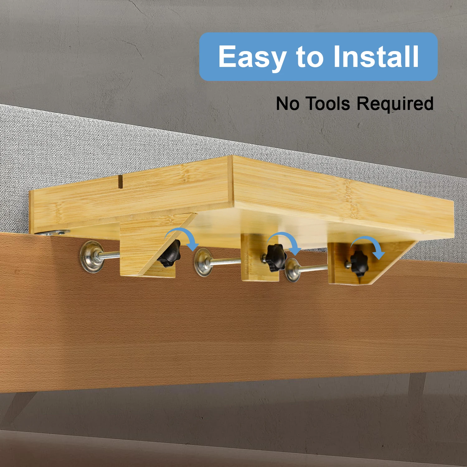 GL Home Furniture Removable Bamboo Bedside Shelf Table Adjustable Clip On Tray Living Room Storage Organizer Shelf