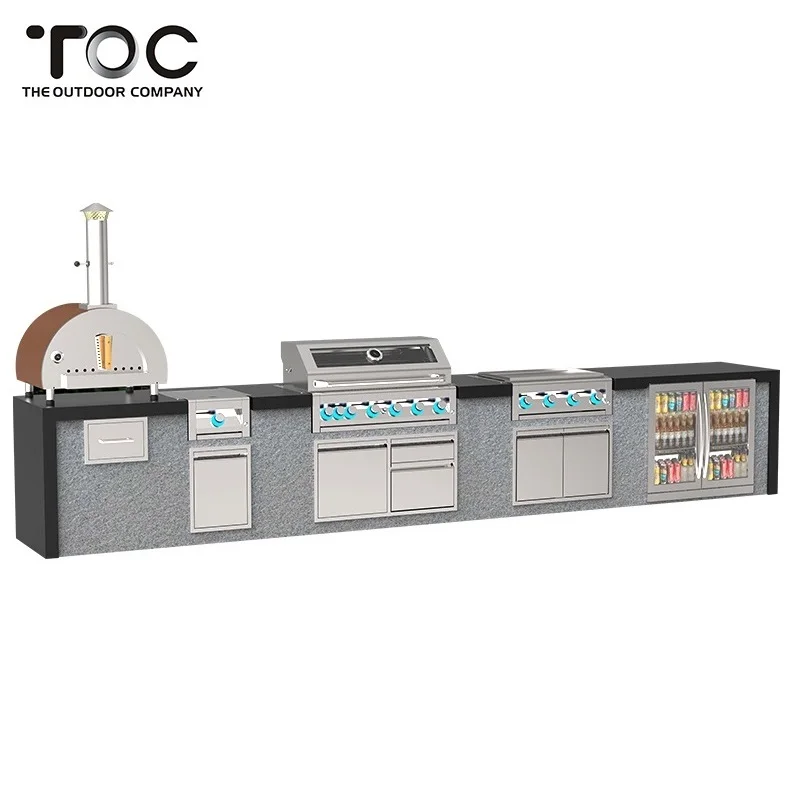 Kitchen Modular Outdoor Kitchen Cabinet Bbq Commercial Bulit-in BBQ Grill With Side Burner
