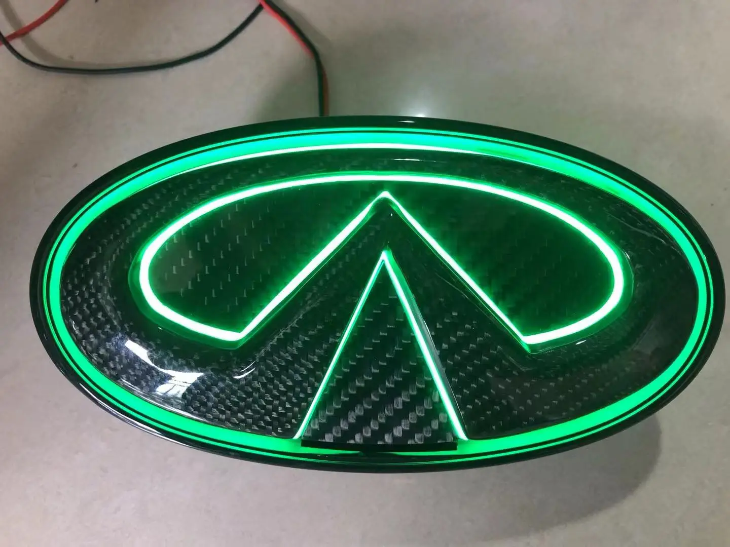 Silver & Black chromed led car front grille badge led logo light carbon fiber for Infiniti q50 led emblem