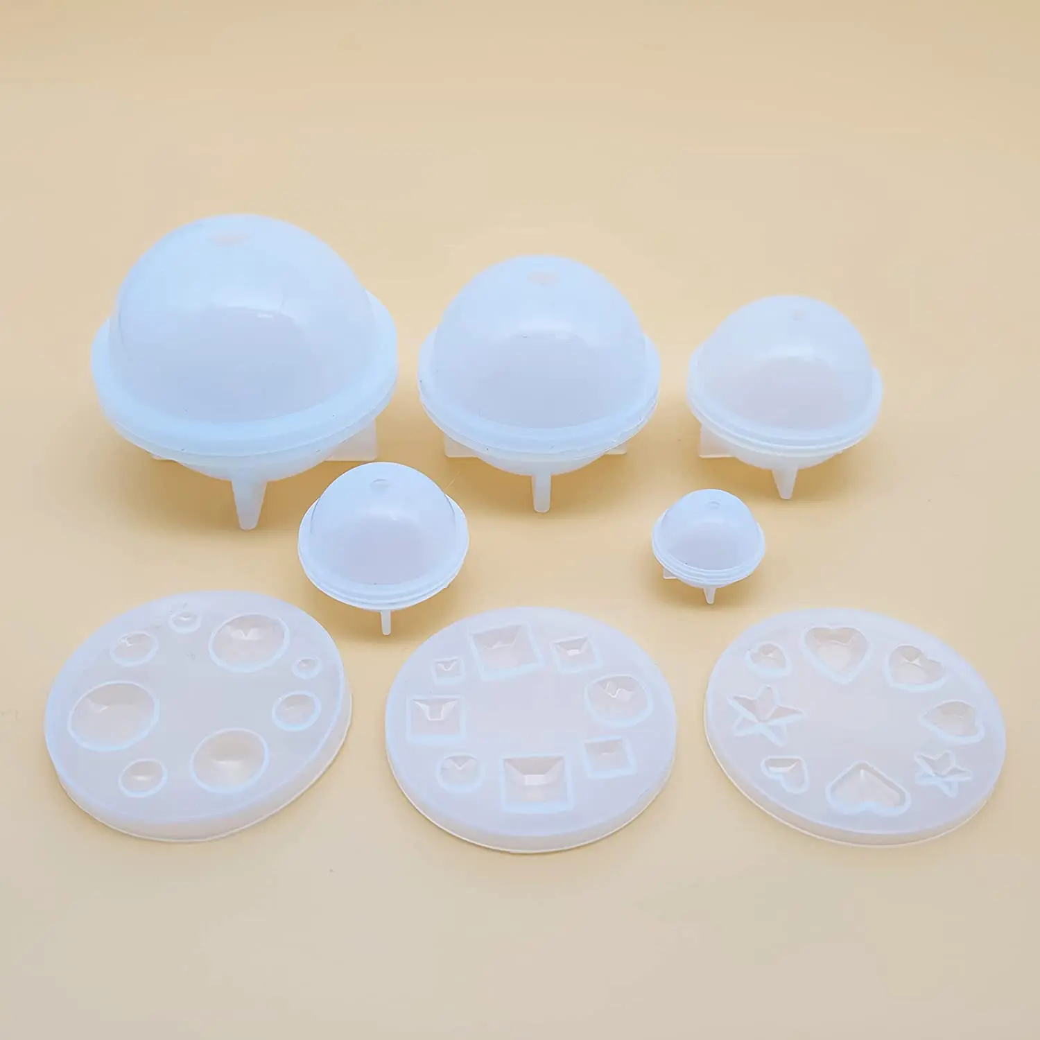 Resin Silicone Mold Kit 8 pcs Ball Round Resin Casting Molds for Jewelry Pendant Making DIY Home Decoration Resin Mold Kit