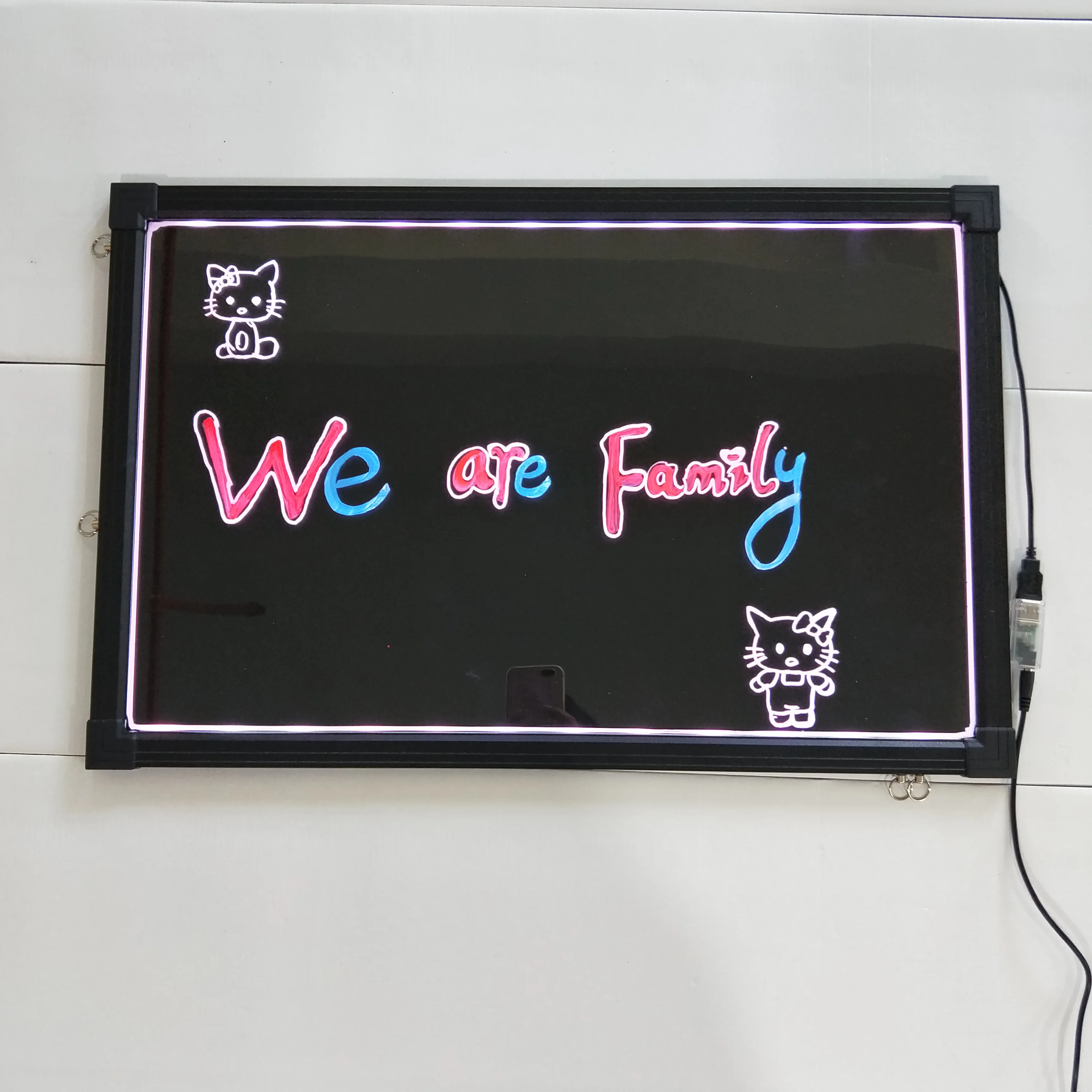 Flashing Illuminated Erasable Neon LED Message Writing Board Bundle with Fluorescent Pens, Remote Control, USB Controller