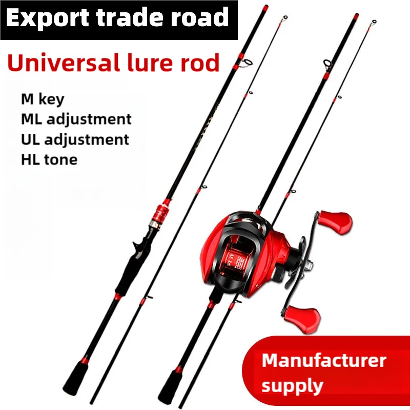 Two-Section 1.8m 2.1m 2.4m Carbon Fiber Glass Spinning Lure Fishing Rod Reel Combo for Fly Fishing on the River