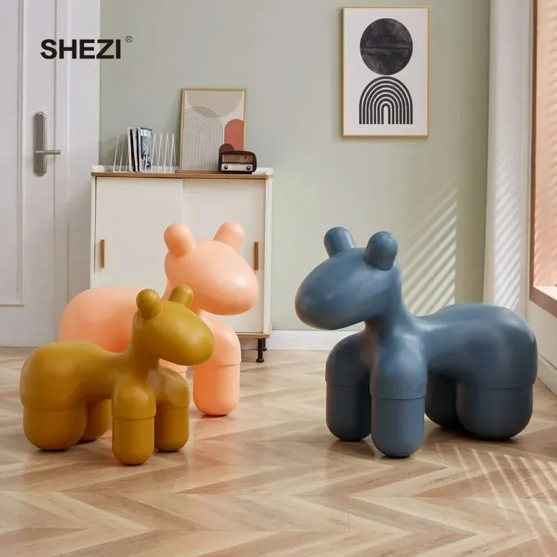 SHEZI Hot Sale Animal Cute Kids Chair Living Room Sofa Child Baby Toy Pony Velvet Fabric Cover Chairs For kids
