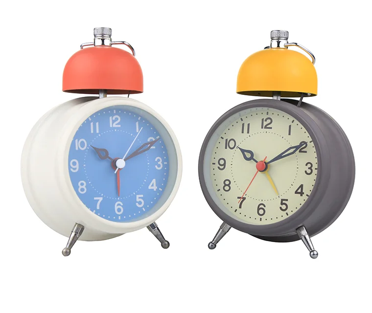 iMSH TB09801 Quartz analog clocks metal twin bell alarm clock wecker despertador desktop bedside bell custom alarm clock