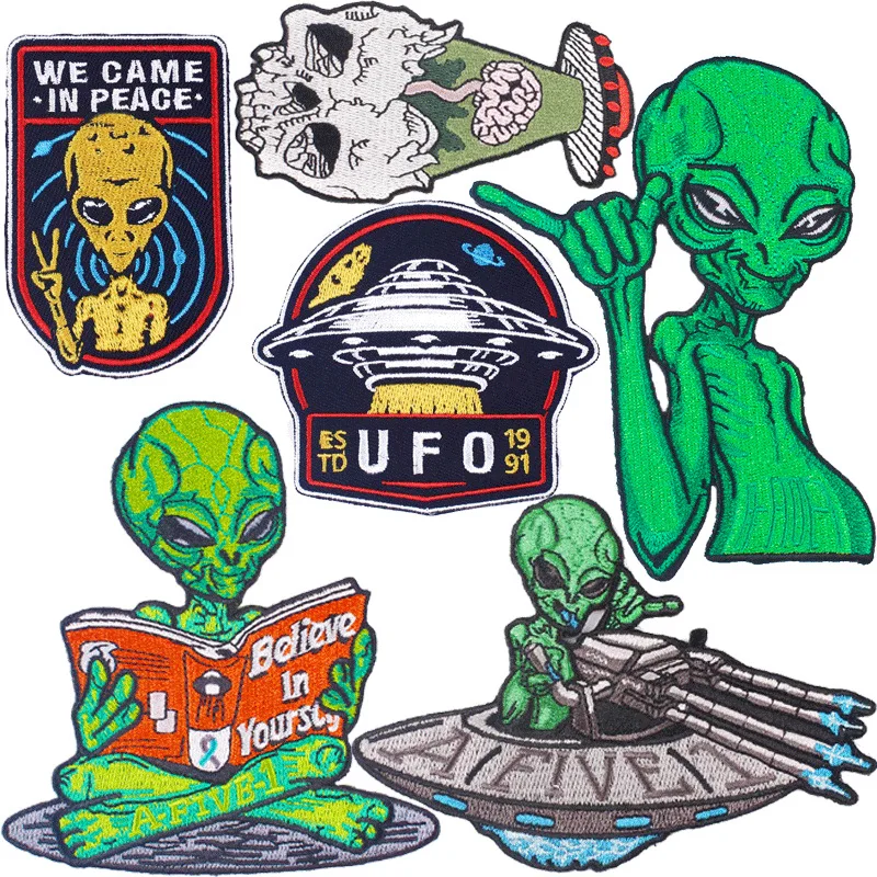 Best Design E.T. Space Travel Ufo Alien Embroidered Patch For Coat Iron On Embroidery Patches