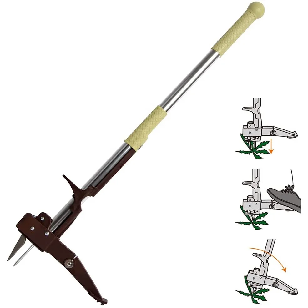 VERTAK Garden 4 Claw Weeder Remover Stand Up Manual Garden Weeding Tool
