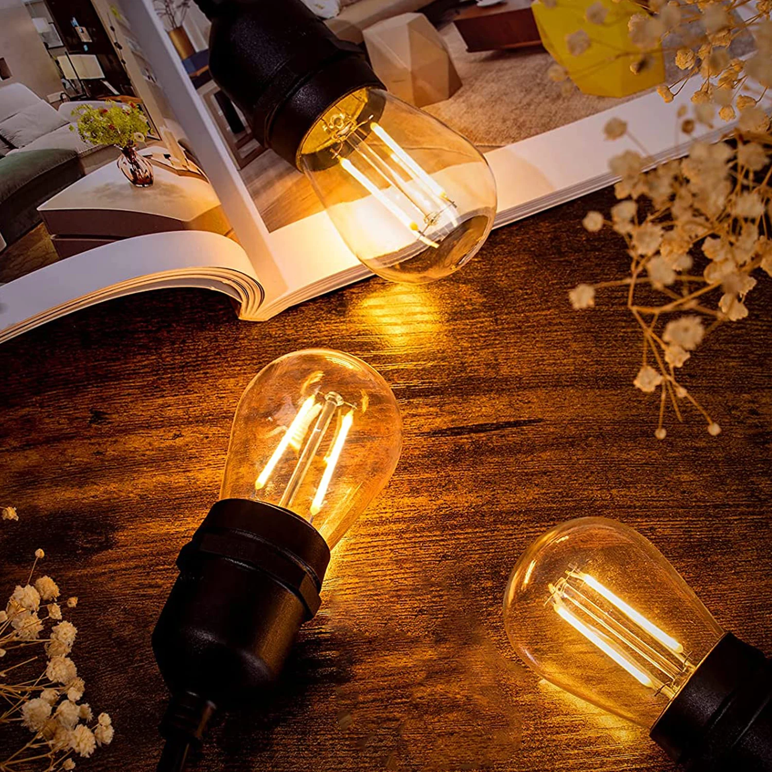 Chinese Factory Holiday lighting S14 Waterproof Patio solar Outdoor led String Lights