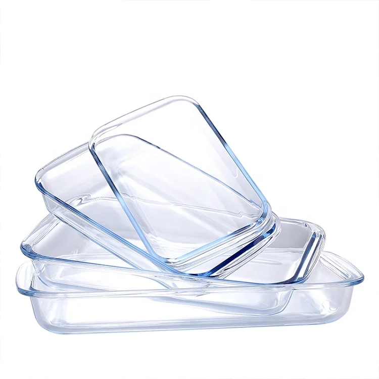 High quality modern bakeware clear borosilicate glass baking dish pans non-stick rectangular glass bakeware