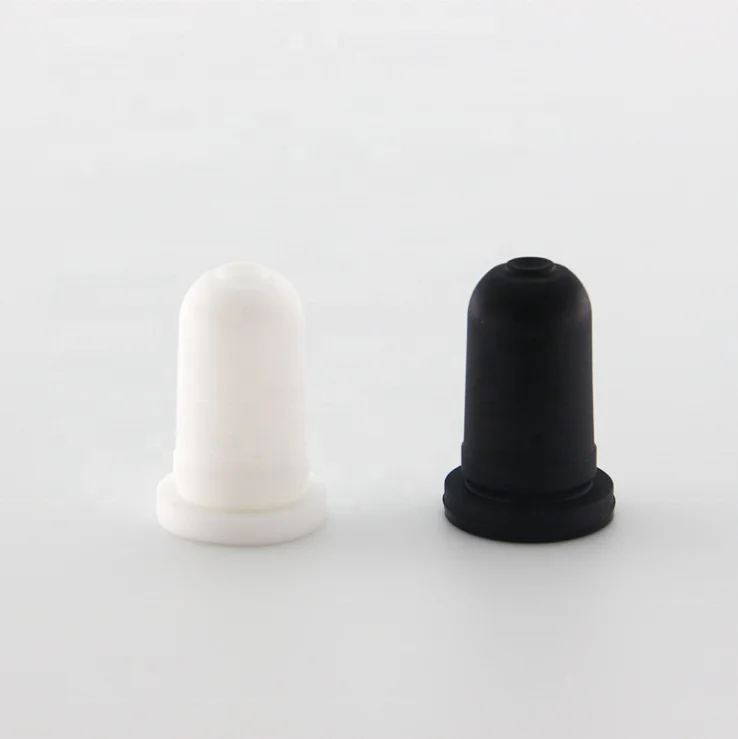 High Quality Customized Rubber Head Black White Silicone Teat for Essential Oil Glass Dropper Bottle
