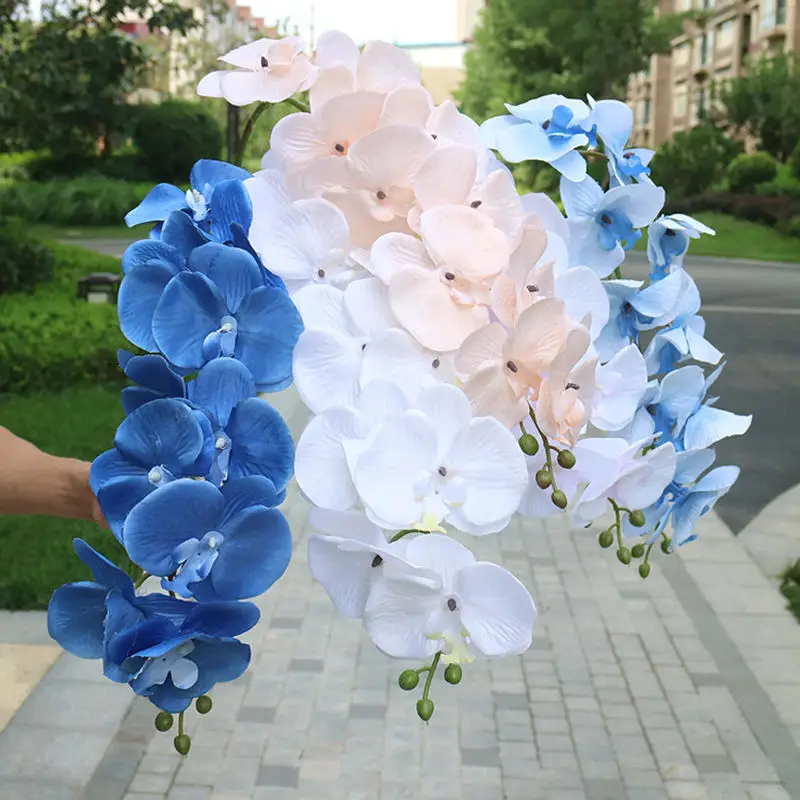 High quality 10 heads 105cm length 8 colors flowers artificial home orchid pot decoration wholesale