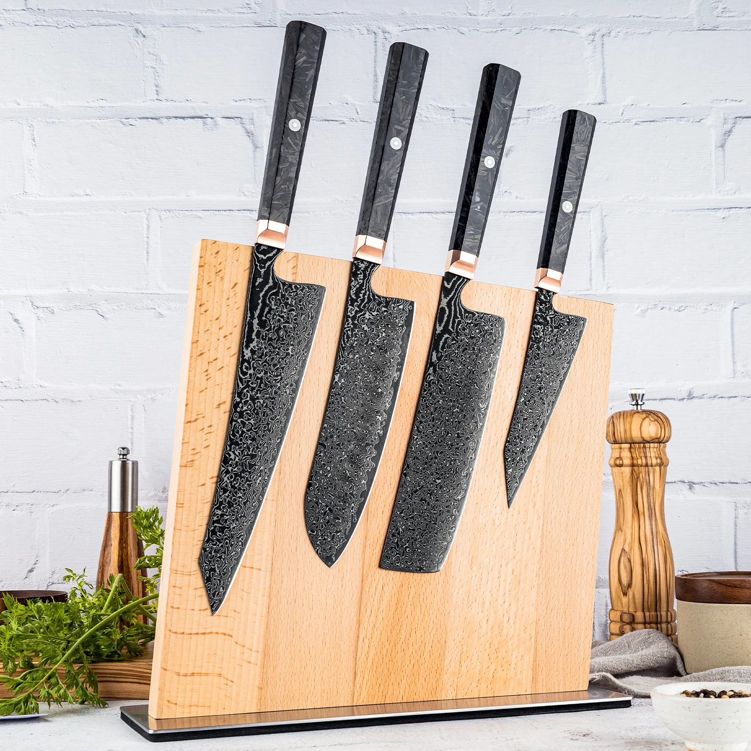 Premium Kitchen Chef Knife Set Japanese 67 Layers Damascus Steel Kiritsuke Nakiri Santoku Bunka Knives Sets Carbon Fiber Handle