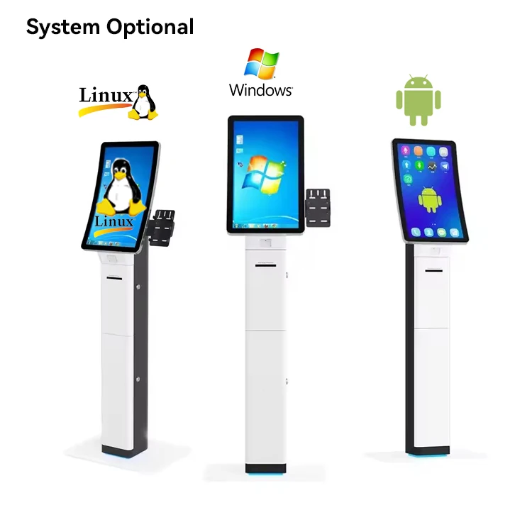 Sensitive QR Code Scanner Curved Touch Screen Self Service Ordering Payment Terminal Printer Kiosk In Restaurant