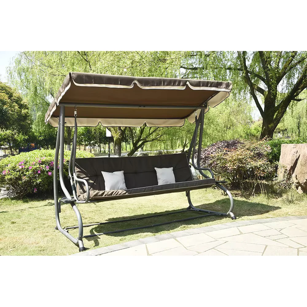 Outdoor Garden Furniture Luxury 3 Seater Hanging Patio Swing Chair  With Canopy