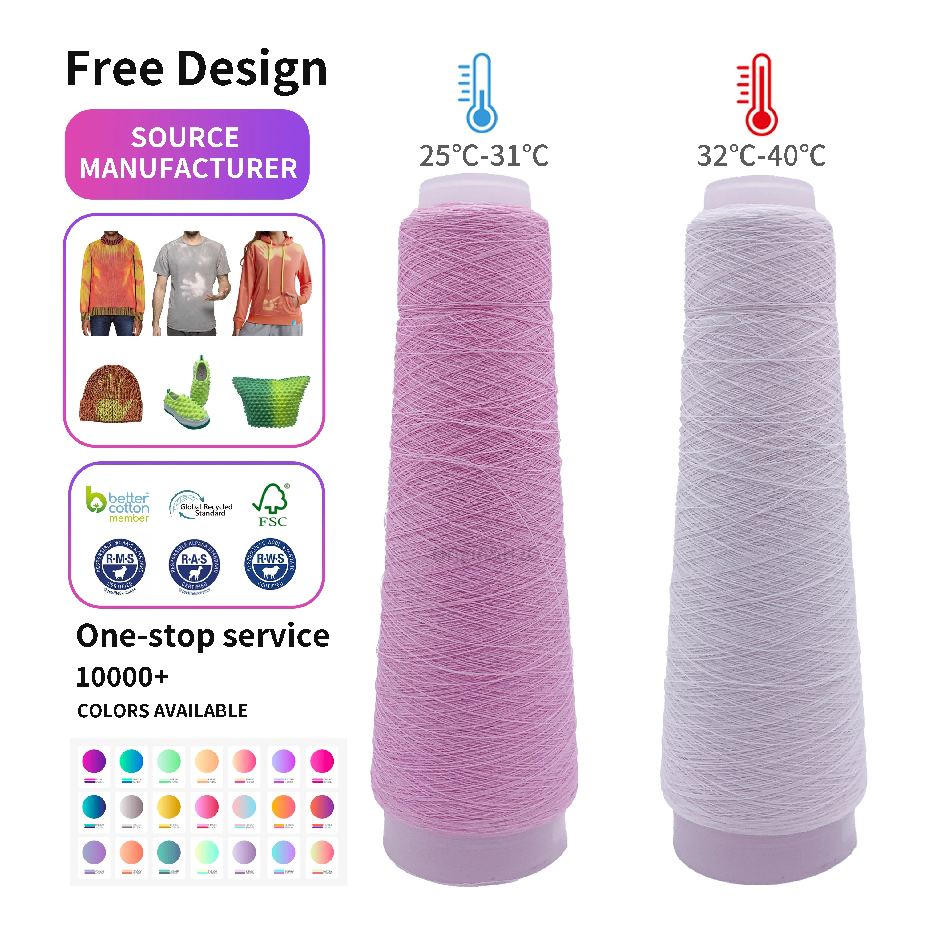 Thermochromic down jacket high-end pigment polyester yarn thermochromic yarn fashionable T-shirt yarn