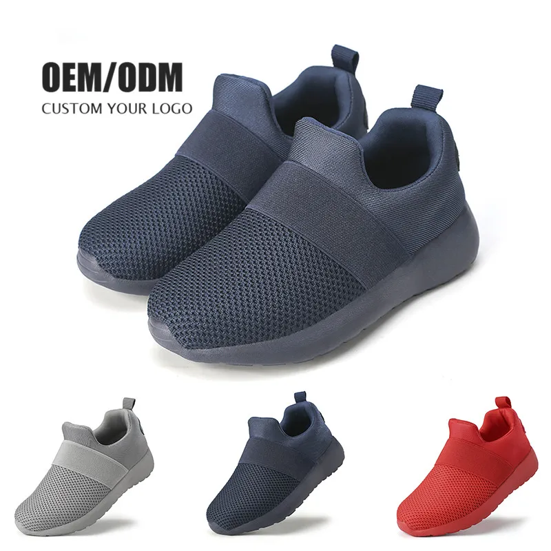 OEM Casual Breathable Walking Shoes Fly Knitting Slip On Sneaker Custom Man Footwear Sport Shoes