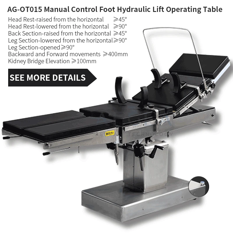 AG-OT015 Surgery radiolucent hydraulic surgical theatre hospital ot room mobile operating table price