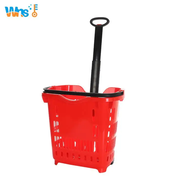 Hot sale large capacity market rolling shopping basket